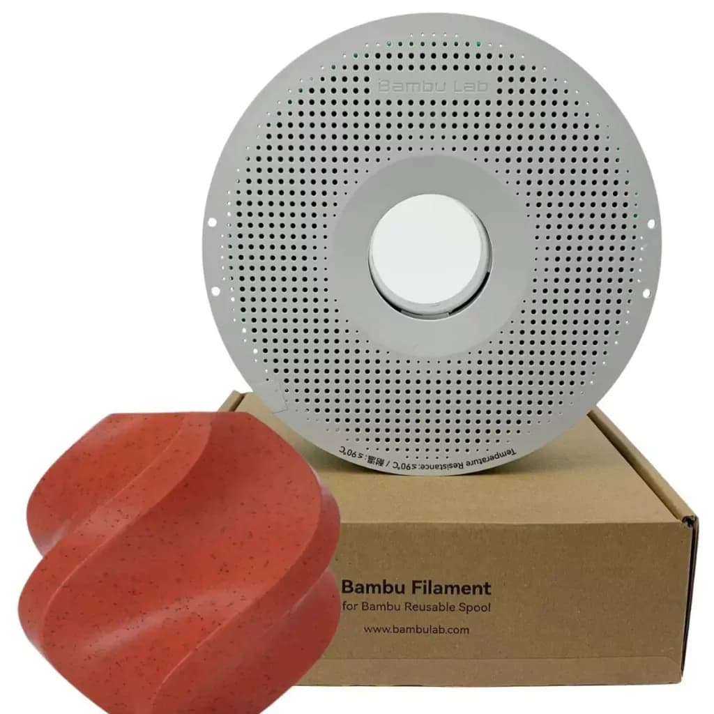 Filamento Bambu Lab PLA Marble Vermelho Granito 1,75 mm 1 kg — Com carretel