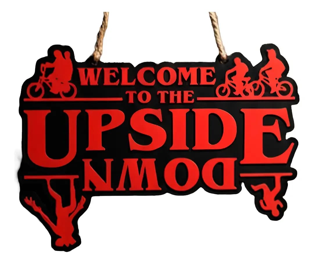 Placa Welcome To The Upside Down Stranger Things 3d Porta