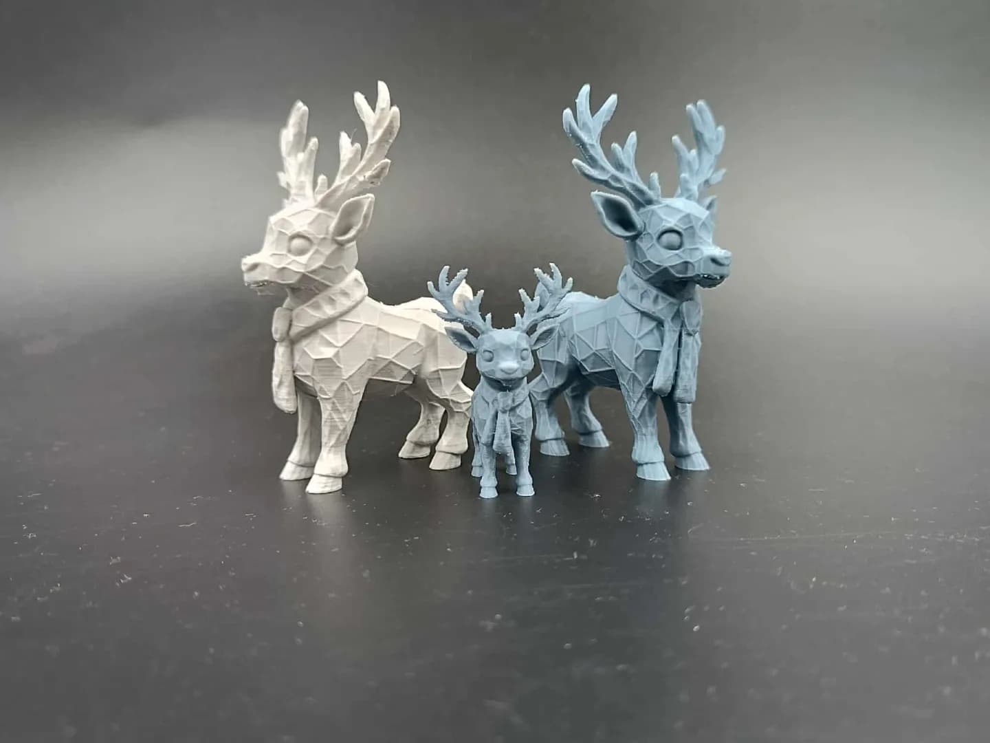 Família de Renas Estilo Cristal Natal Impressão 3D