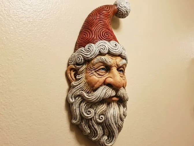 Quadro de Parede Papai Noel em Relevo Impressão 3D