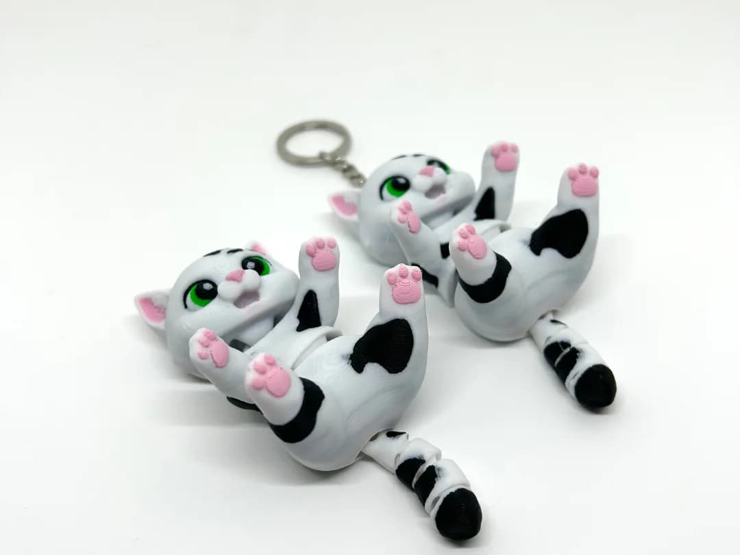 Chaveiro Flexível Gatinho Fofo 9 cm Impressão 3D