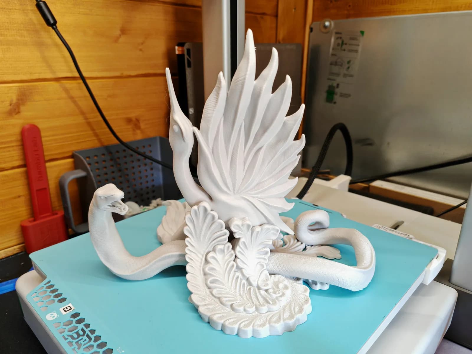 Escultura Garça e Serpente 18 cm Impressão 3D