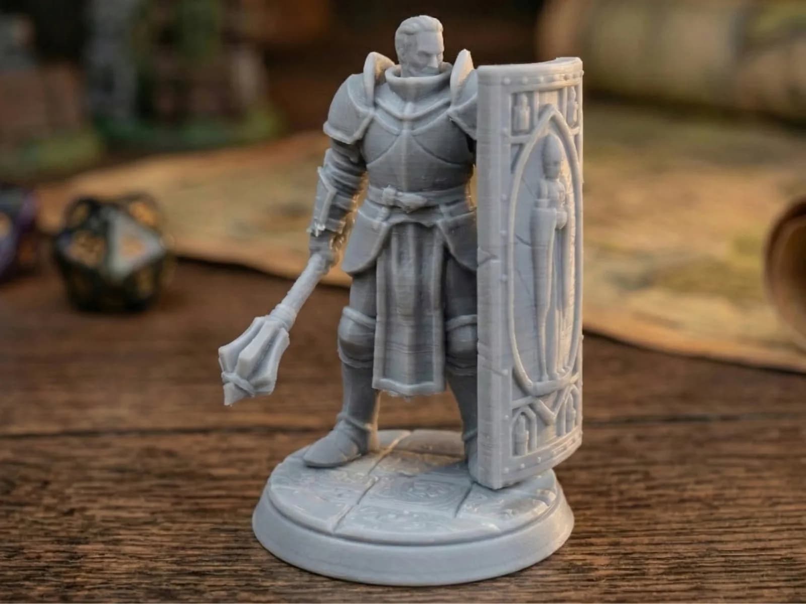Miniatura Paladino com Escudo e Maça Impressão 3D