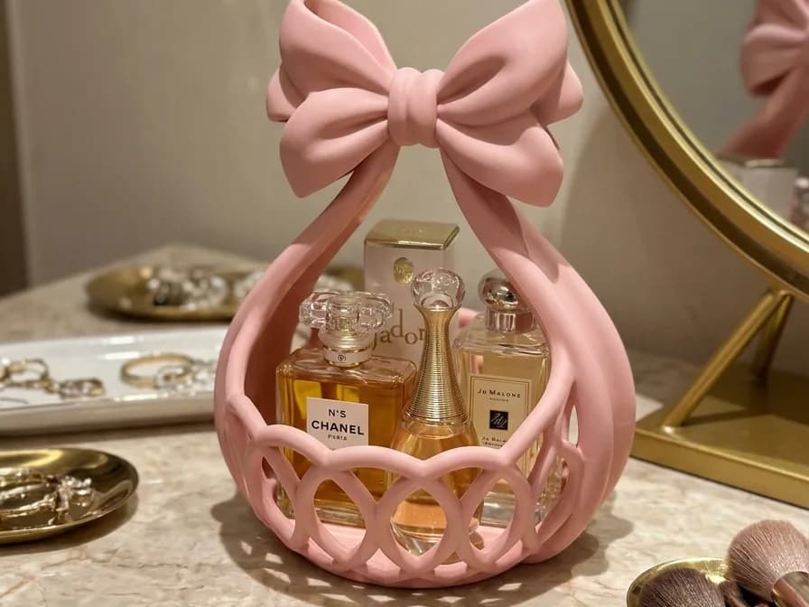 Cesta com Laço para Perfumes e Maquiagem Impressão 3D
