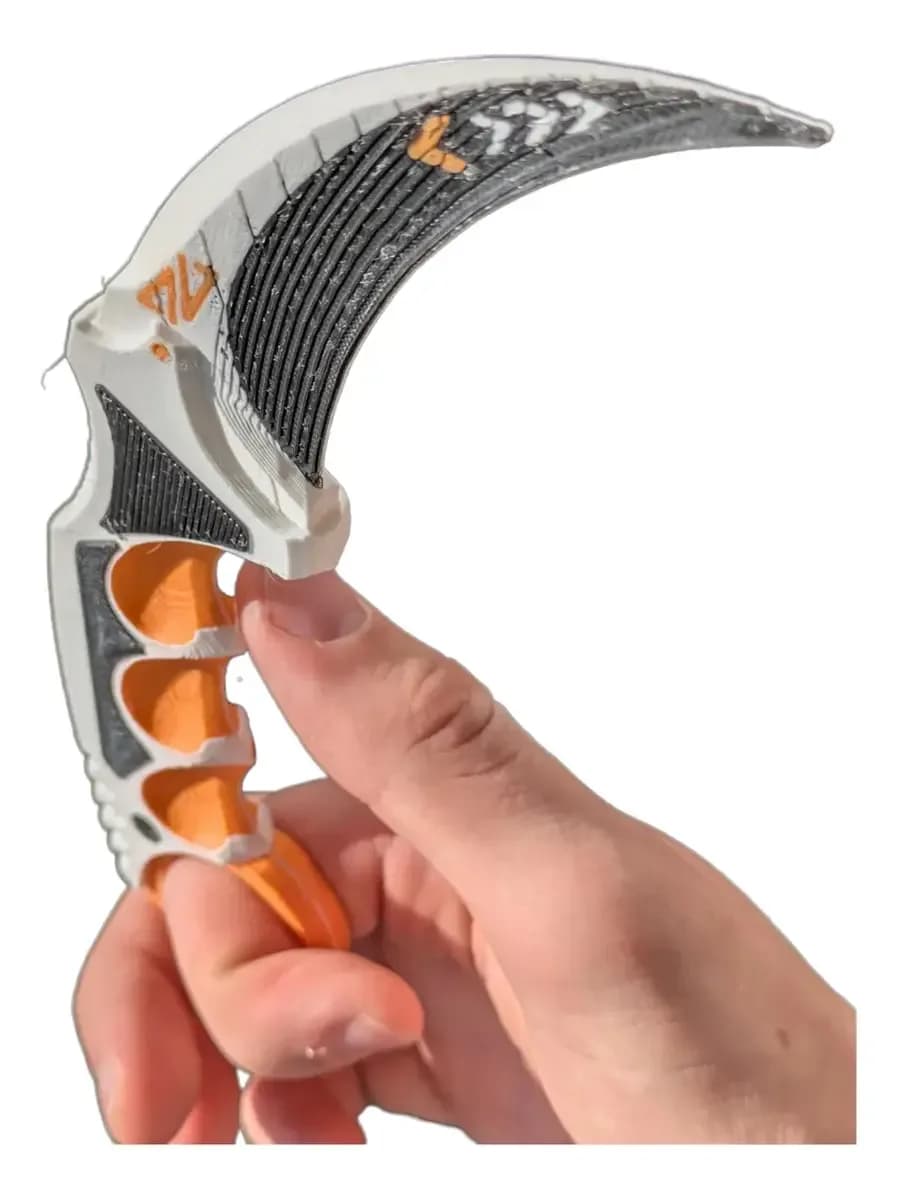 Faca Karambit Assimov Counter Strike 2 - 3d Branco E Laranja