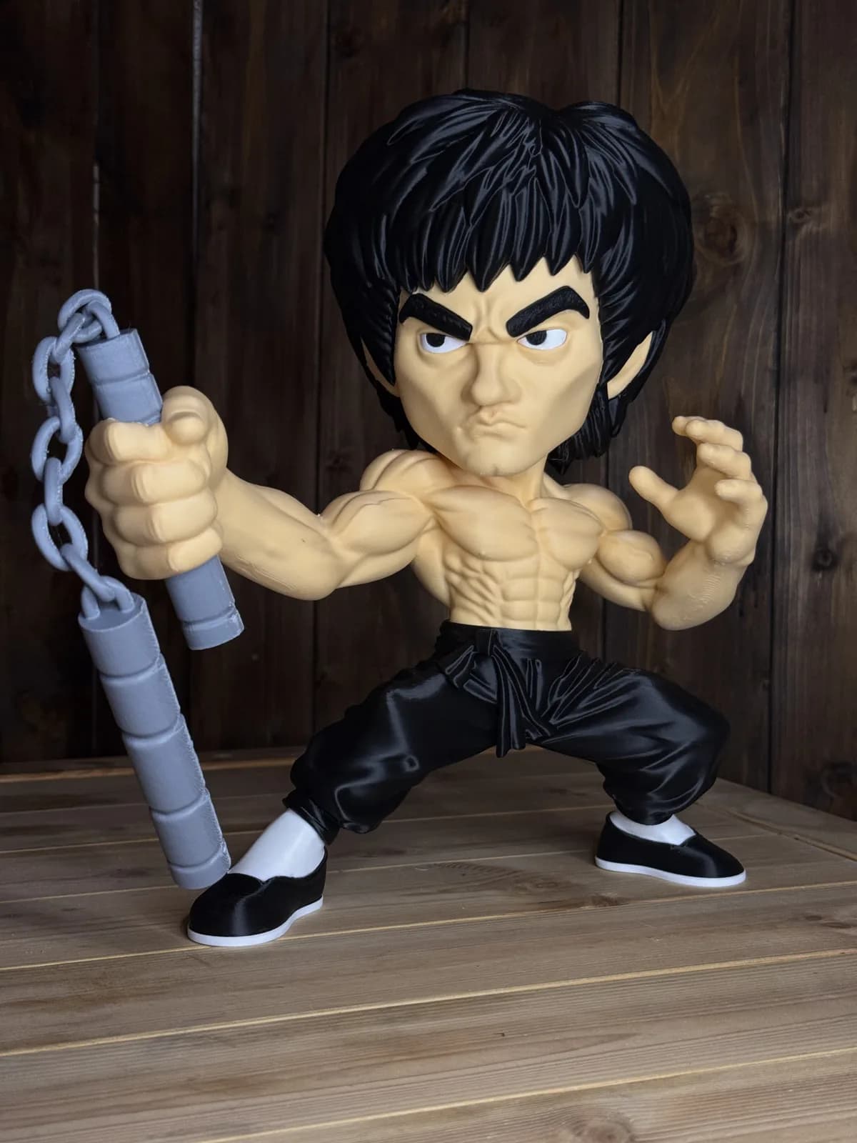 Estatueta Lutador de Kung Fu Nunchaku 36 cm Impressão 3D