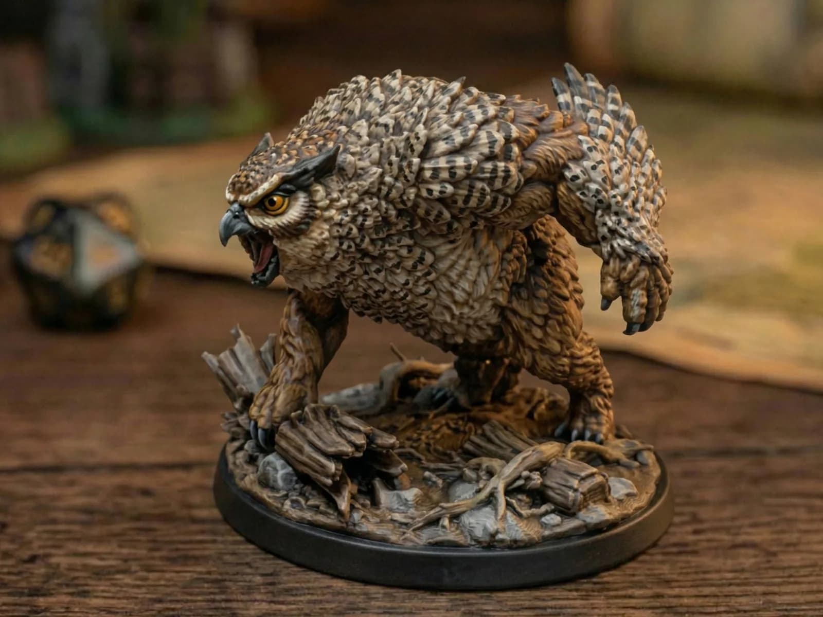 Miniatura Urso-Coruja Feroz V2 RPG Impressão 3D