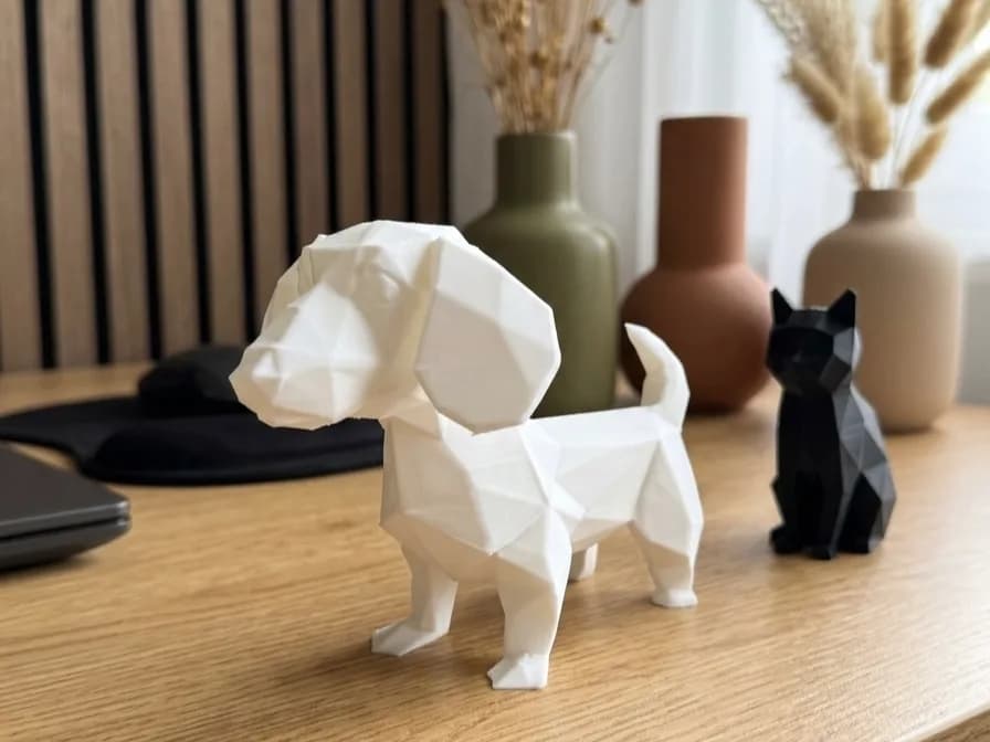 Estatueta Cachorro Salsicha Low Poly Impressão 3D