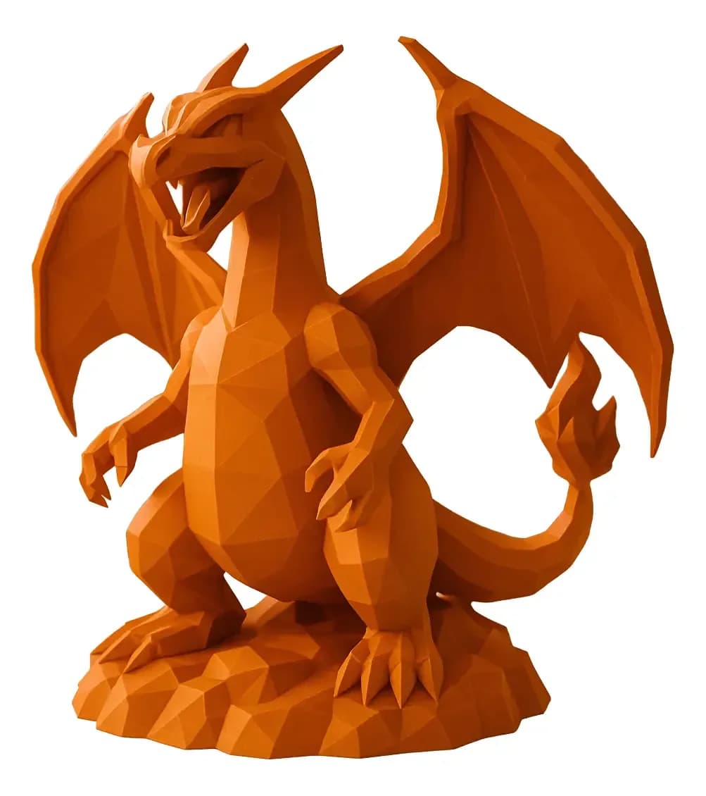 Boneco Charizard Low Poly 3d 9cm Pokémon Decorativo