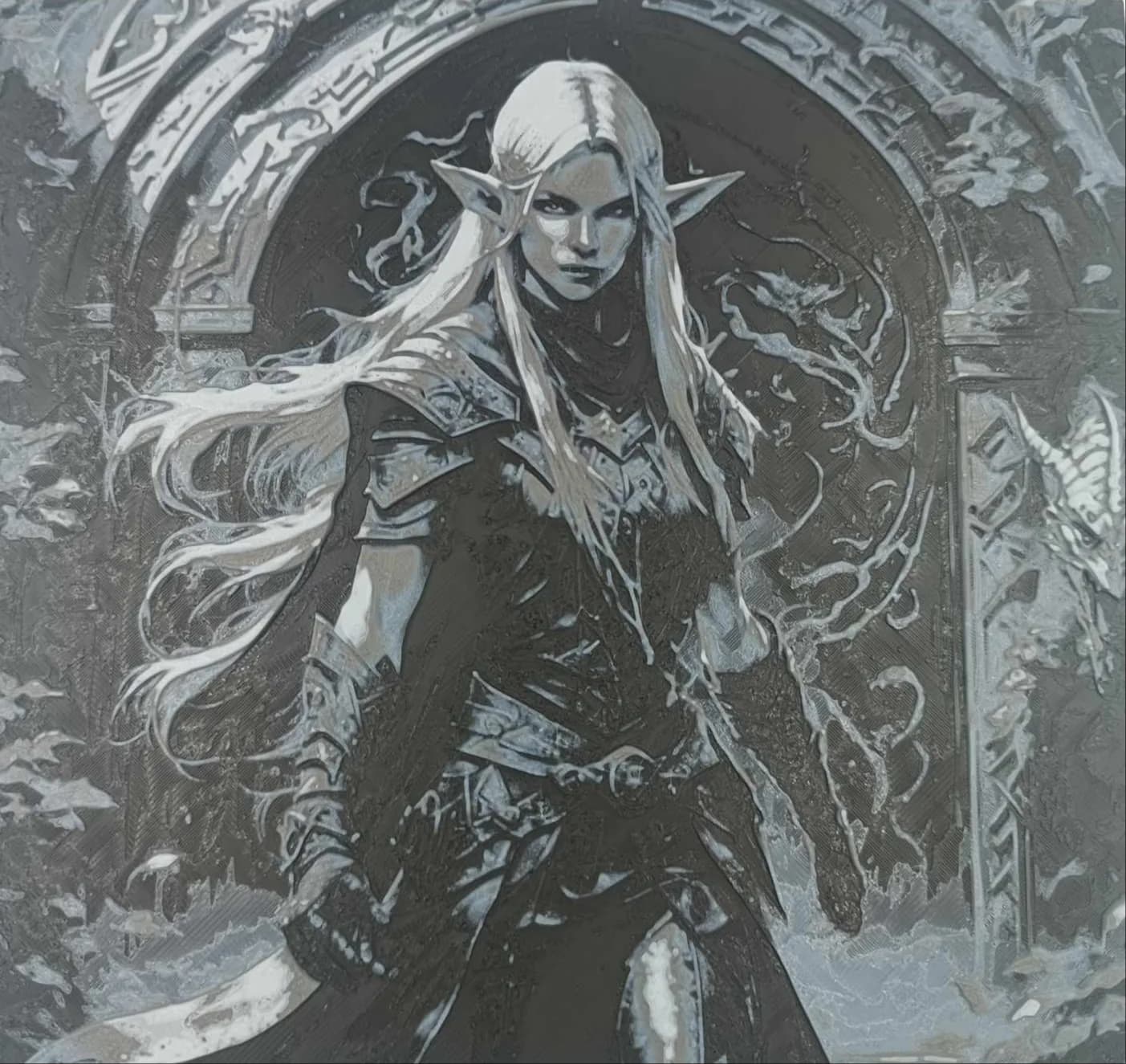 Quadro Guerreira Elfa Fantasia Impressão 3D