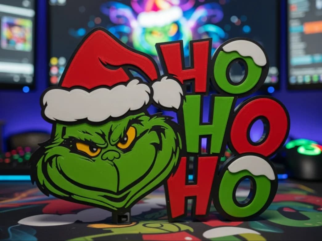 Quadro Grinch Ho Ho Ho de Natal Impressão 3D