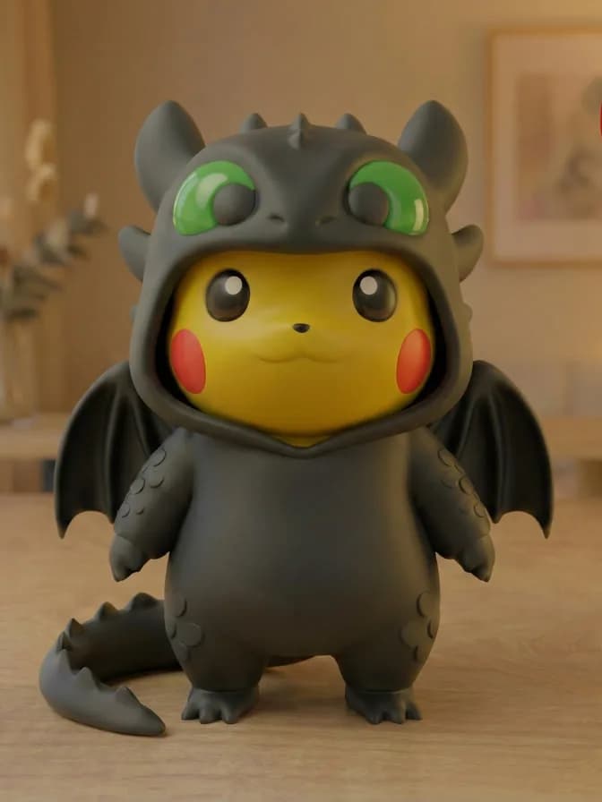 Estatueta Ratinho Elétrico Dragão Negro 18 cm Impressão 3D