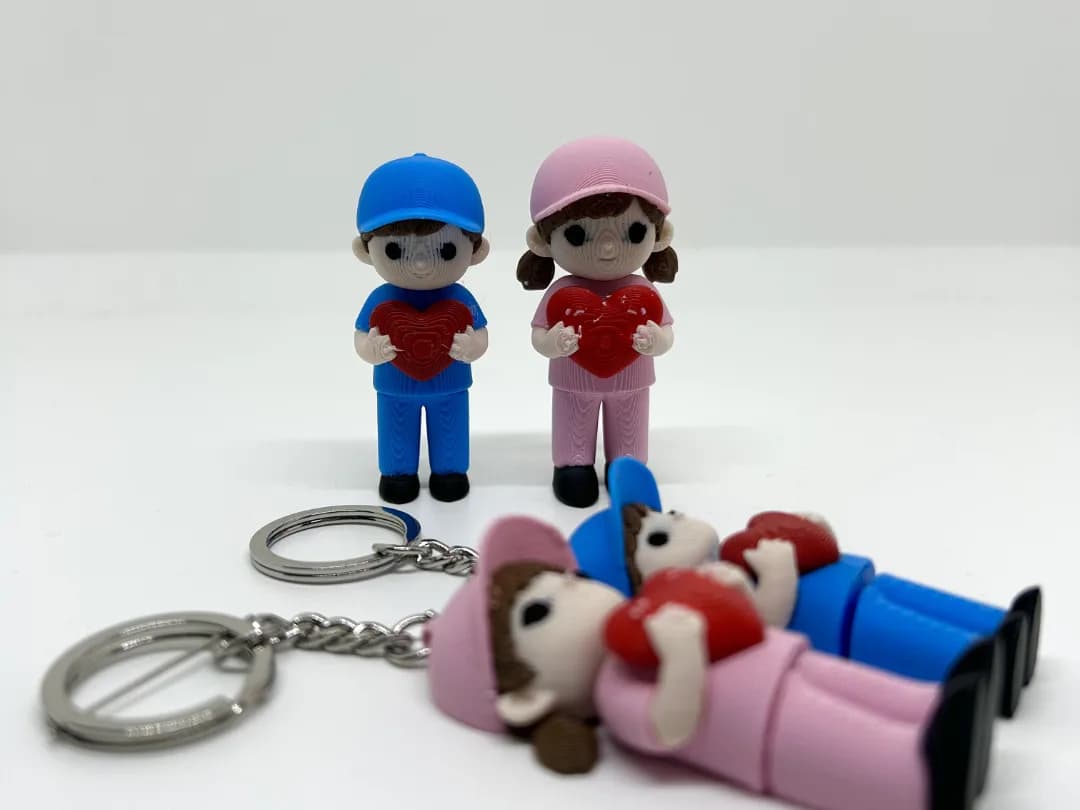 Chaveiro Casal Apaixonado Flexível 5 cm Impressão 3D