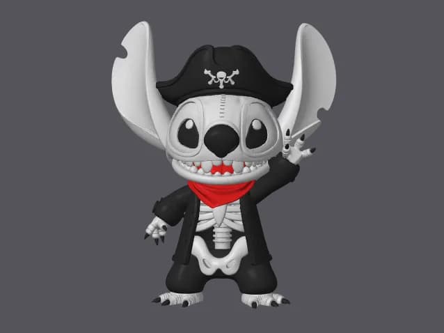 Estatueta Monstrinho Esqueleto Pirata Impressão 3D