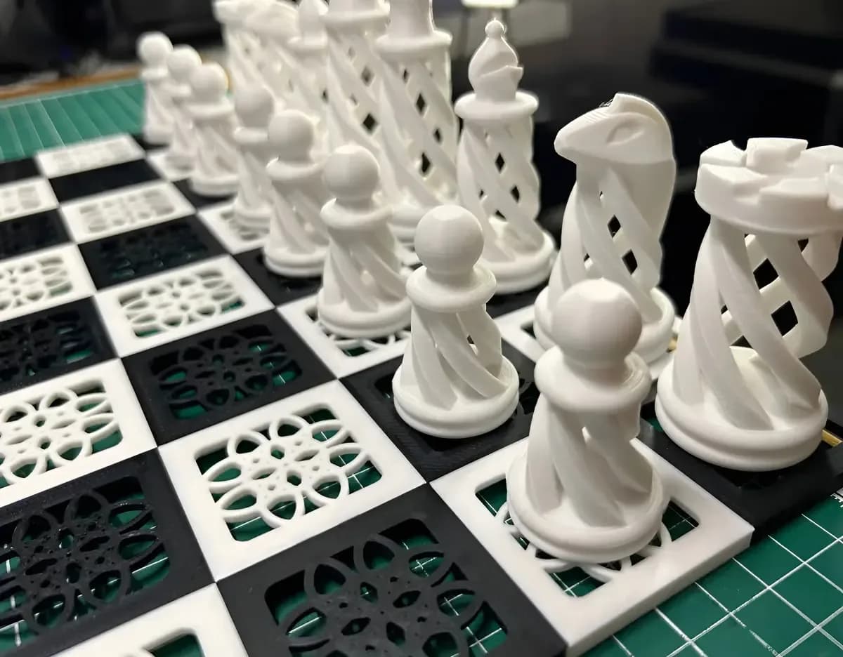 Jogo De Xadrez 3d Branco E Preto Moderno