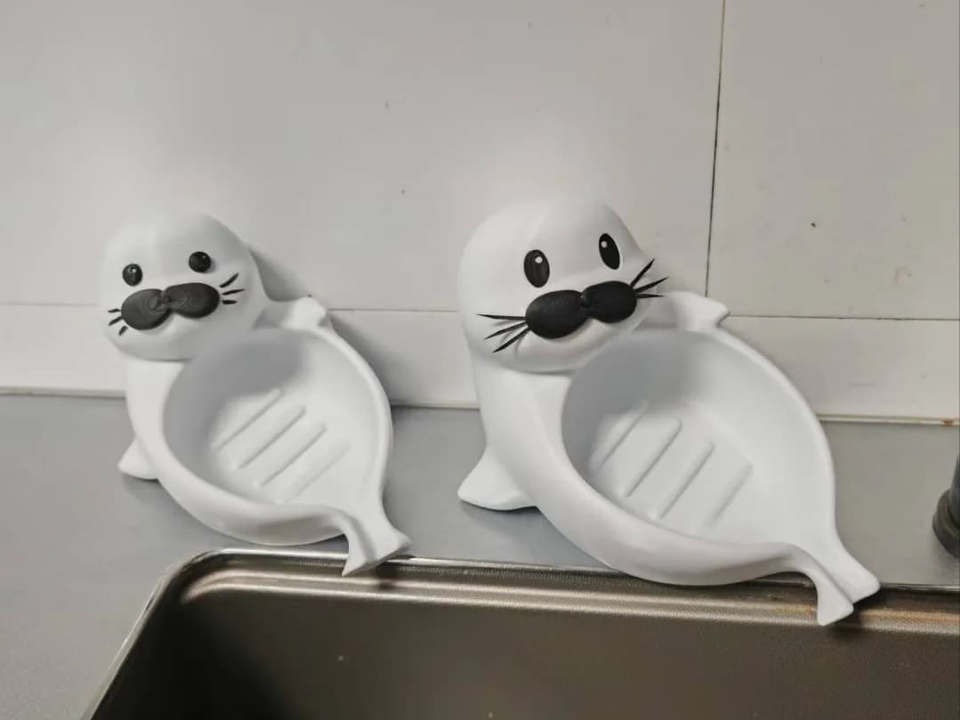Saboneteira Foca Fofa com Escorredor Impressão 3D