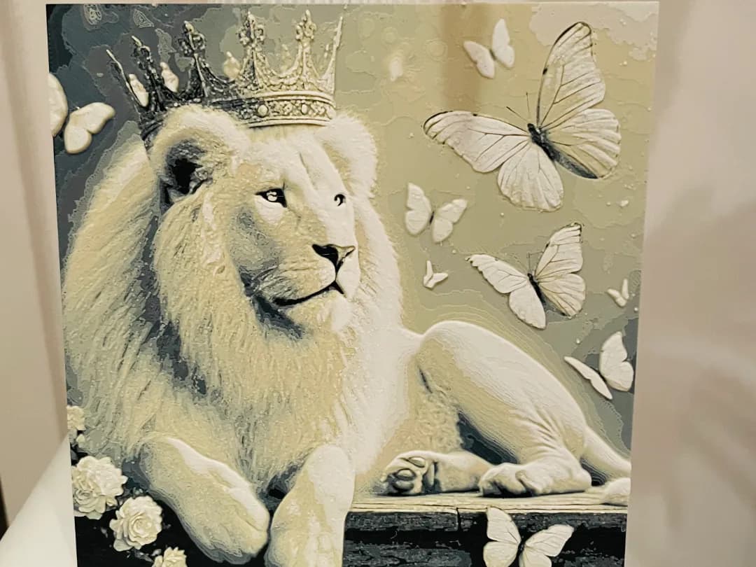 Quadro Leão Rei com Borboletas