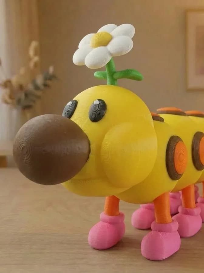 Estatueta Lagarta Wiggler 13 cm Impressão 3D
