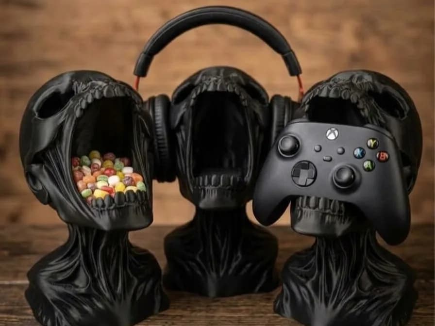 Suporte Fone e Pote de Doces Macaco Sombrio Impressão 3D