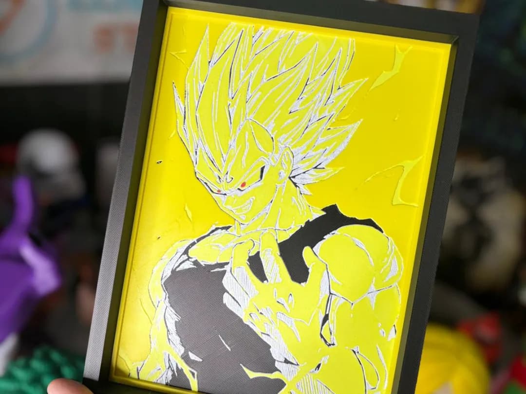 Quadro Guerreiro Majin com Moldura Impressão 3D