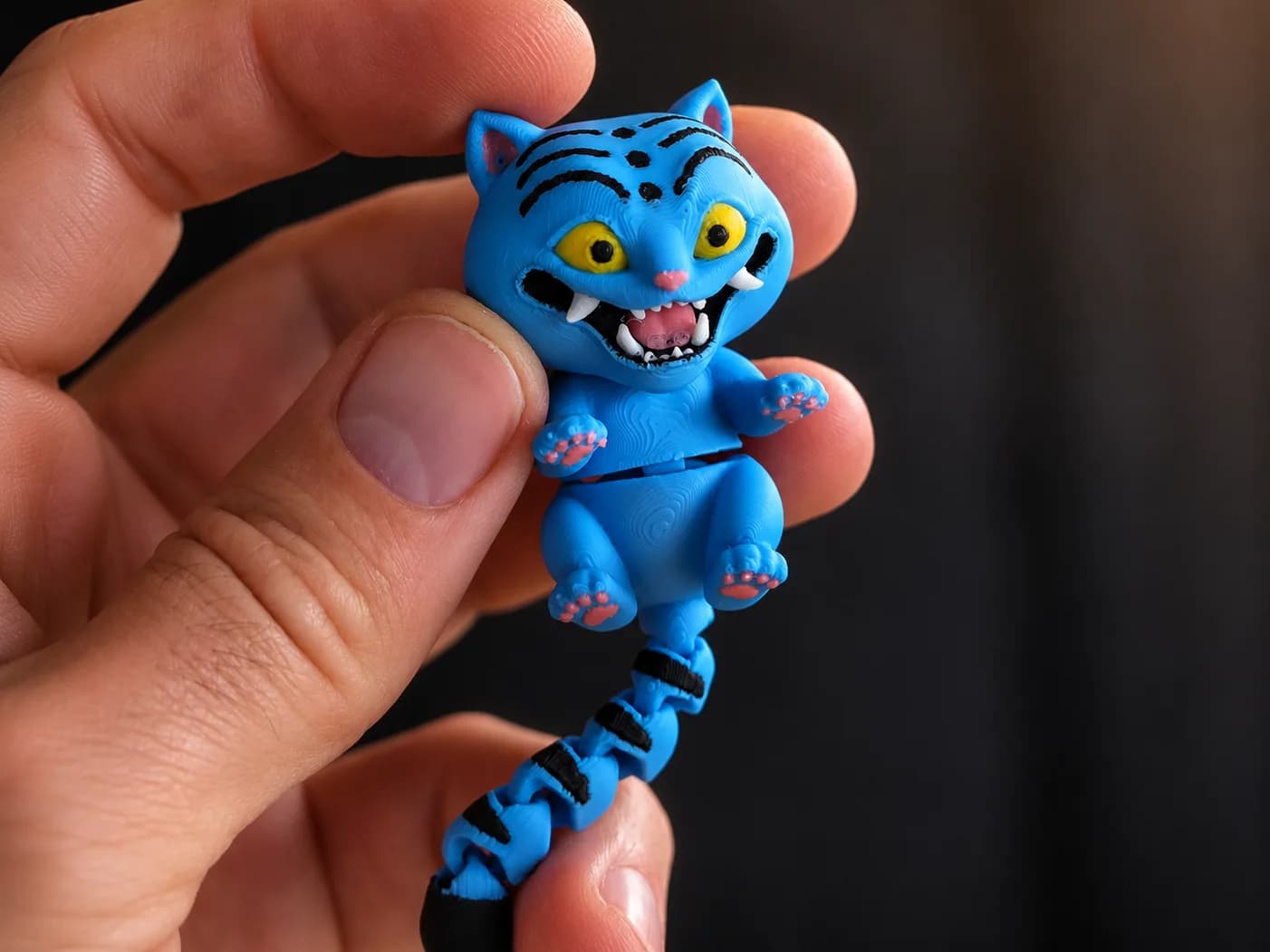 Miniatura Tigre Azul Articulado Impressão 3D
