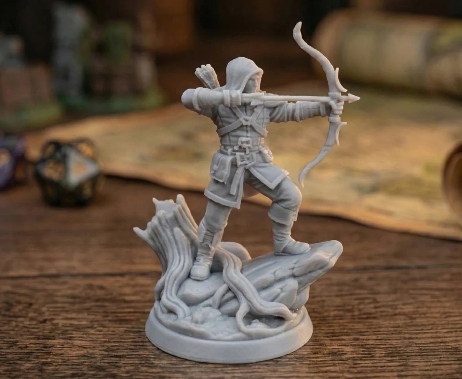 Miniatura Arqueiro Elfo Encapuzado Impressão 3D