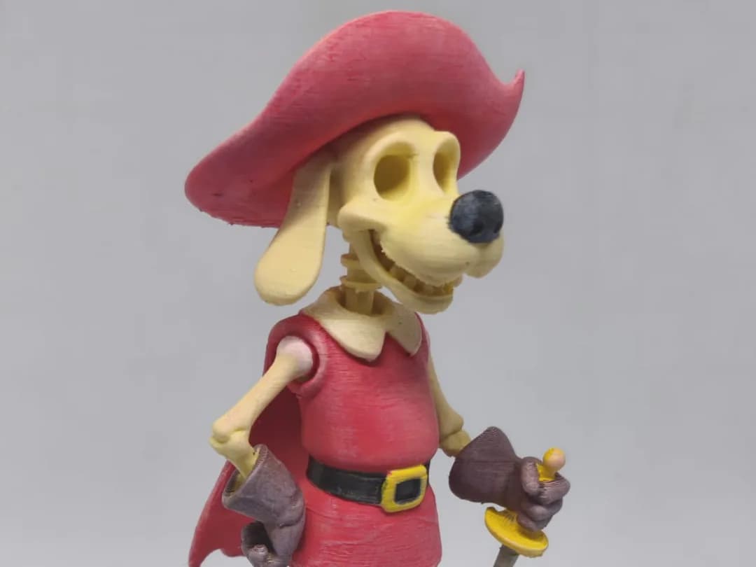 Estatueta Esqueleto Cão Mosqueteiro Impressão 3D