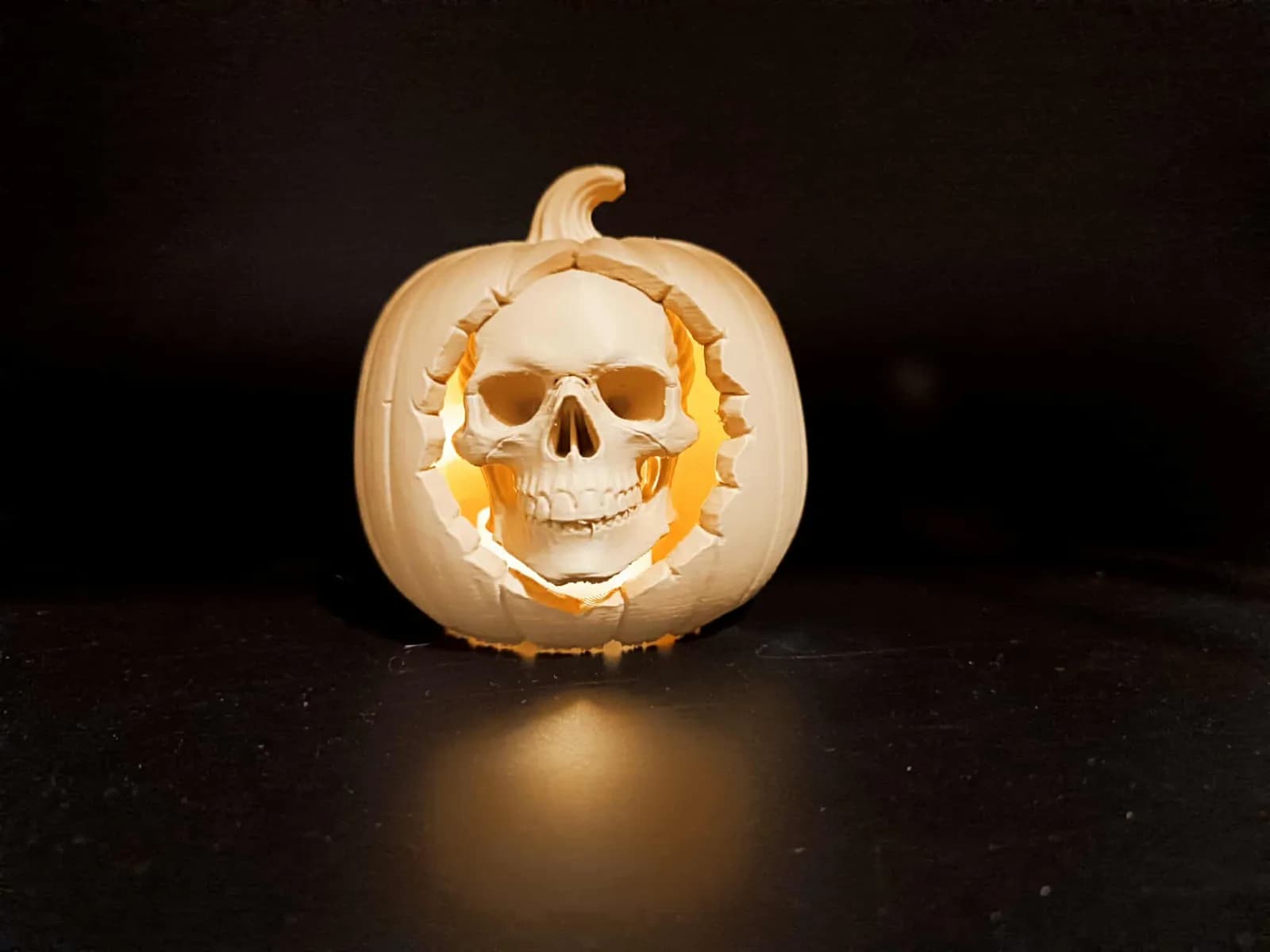 Luminária Abóbora com Caveira Halloween Impressão 3D
