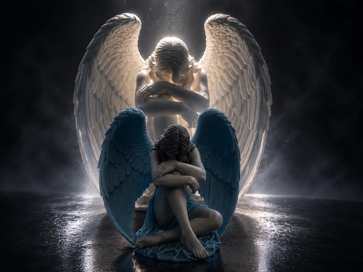 Estatueta Anjo Pensativo Impressão 3D