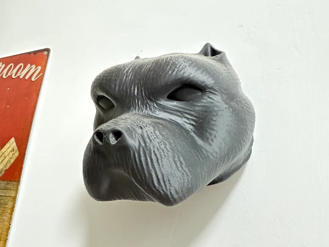 Escultura de Parede Cabeça de Pitbull Impressão 3D