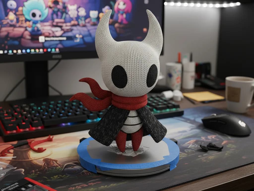 Estatueta Hornet Textura Tricô com Base Impressão 3D
