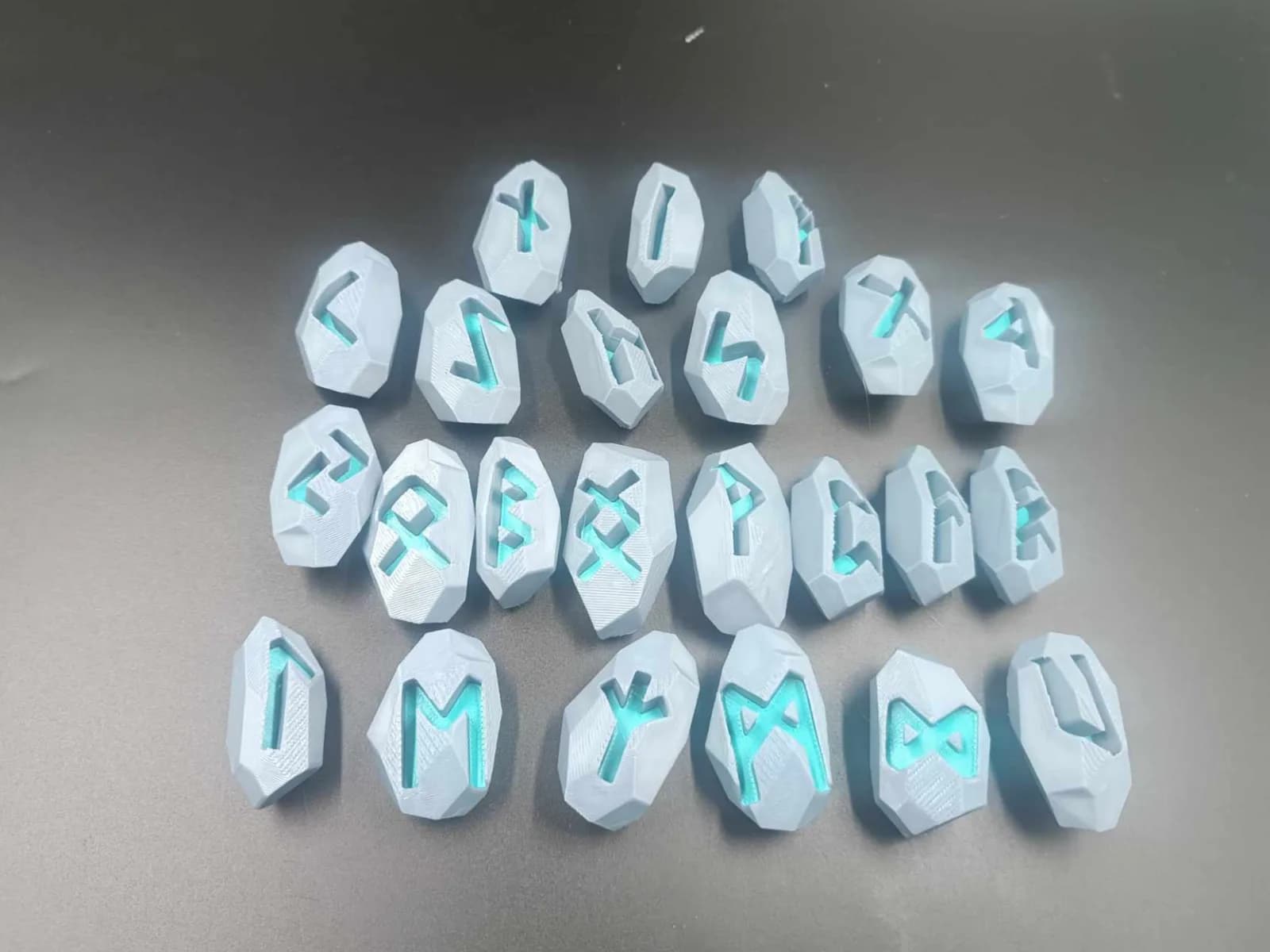 Conjunto Pedras Rúnicas Alfabeto Impressão 3D