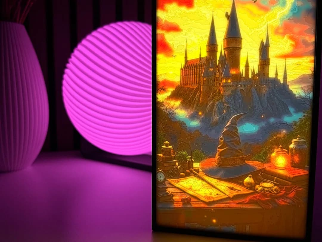 Luminária Litofania Castelo Mágico Impressão 3D