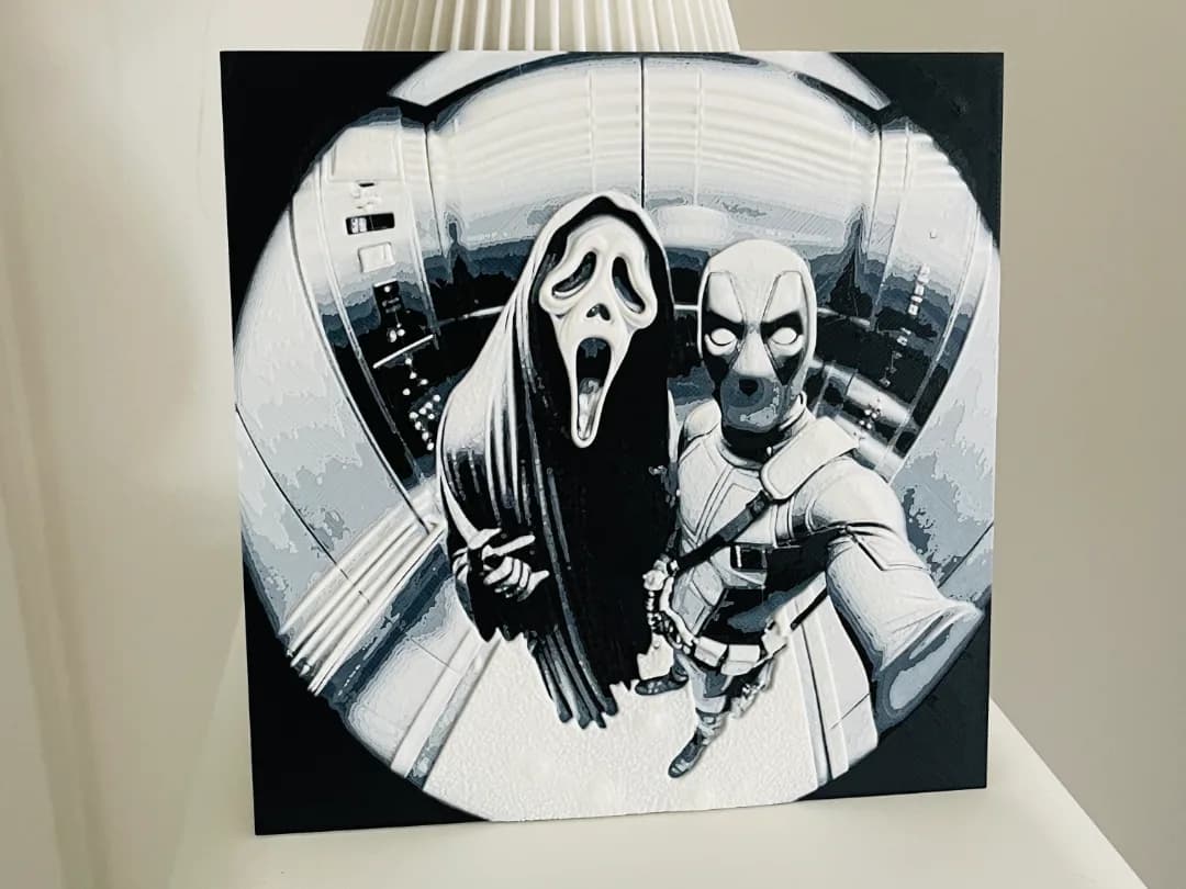 Quadro Selfie Deadpool e Ghostface Impressão 3D