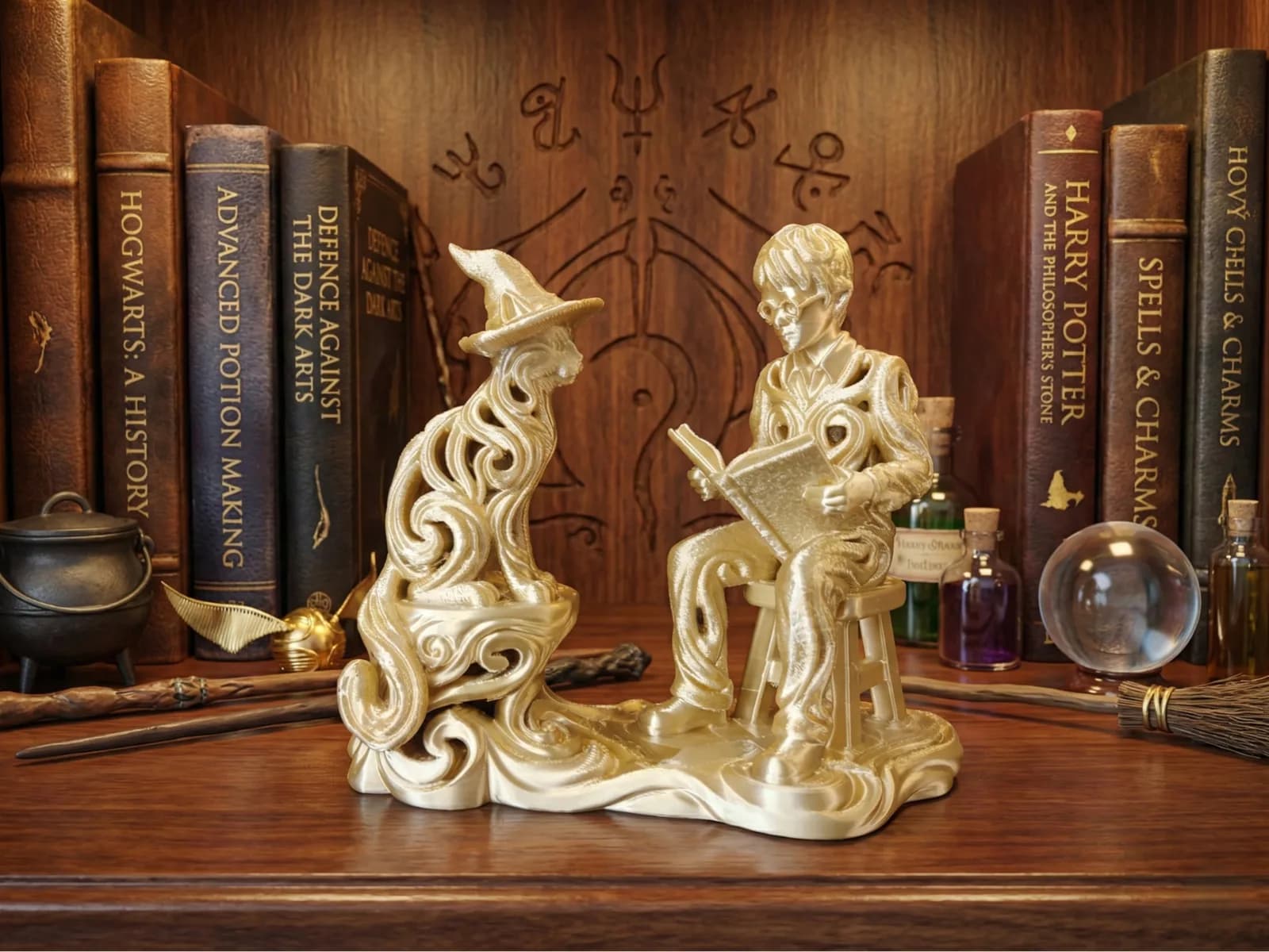 Estatueta Mestre e Aprendiz Feiticeiros Impressão 3D