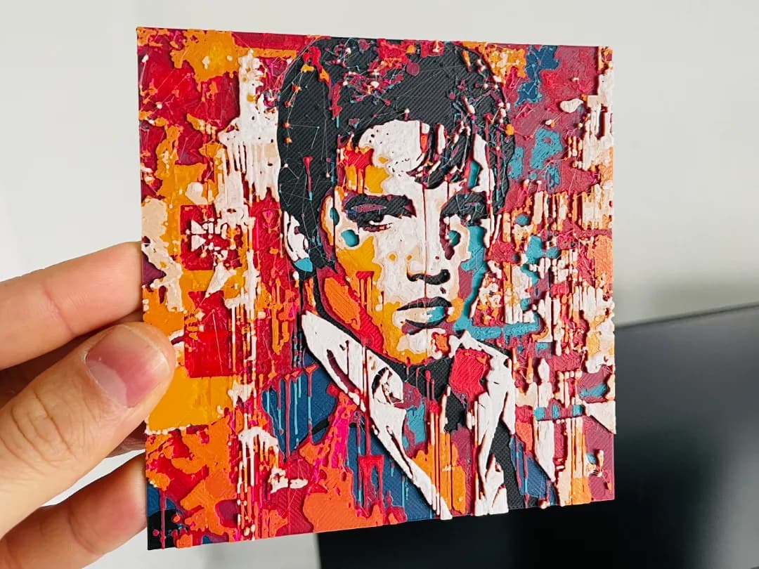 Quadro Pop Art Retrato Rei do Rock Impressão 3D