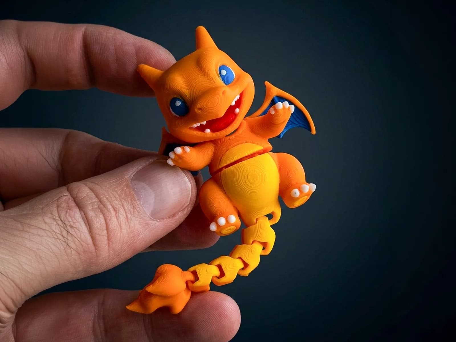 Miniatura Dragão Laranja Articulado Impressão 3D