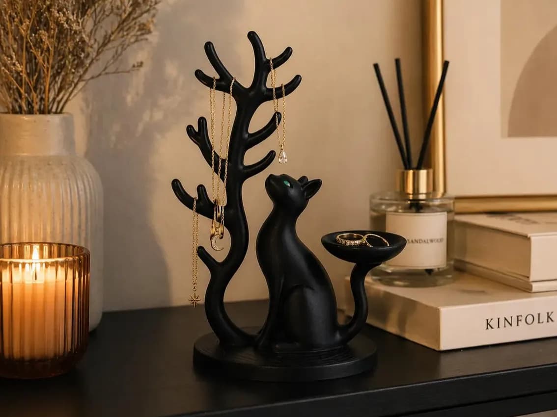 Árvore de Joias Gato Preto Impressão 3D