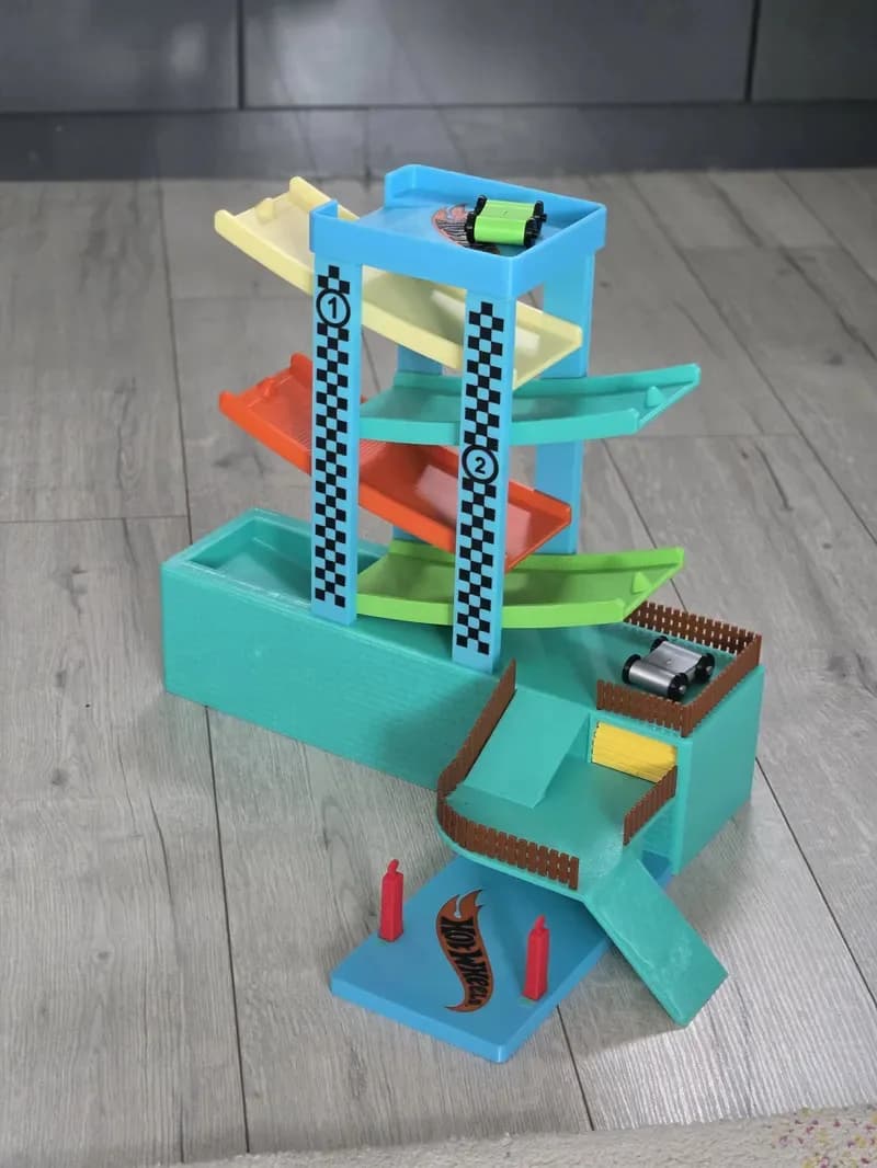 Pista de Bolinhas com Carrinhos e Túnel Impressão 3D