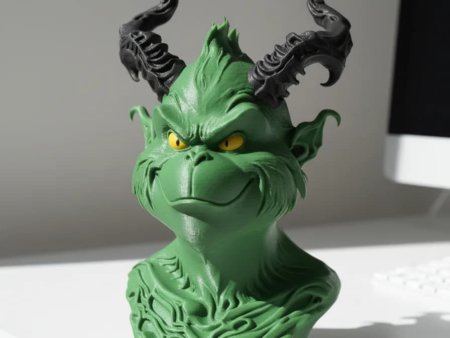 Busto Grinch com Chifres de Krampus Impressão 3D