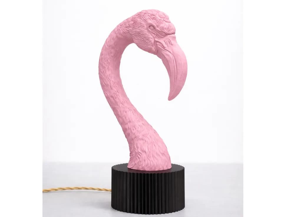 Escultura Flamingo Realista com Base Impressão 3D