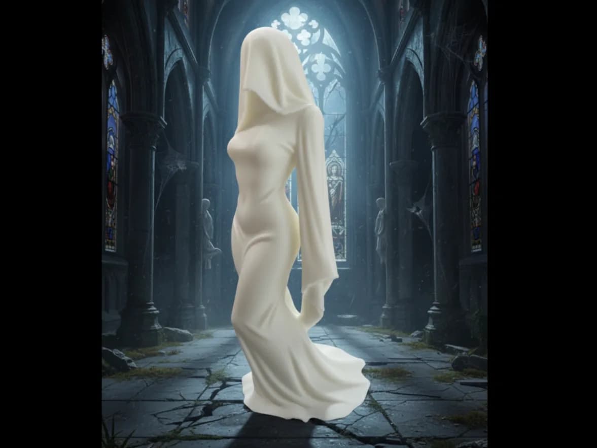 Estatueta Dama Fantasma com Véu Impressão 3D