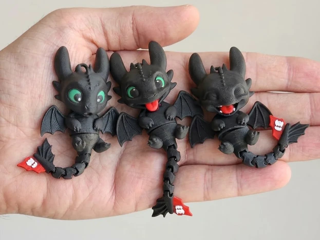 Trio de Dragõezinhos Articulados Impressão 3D