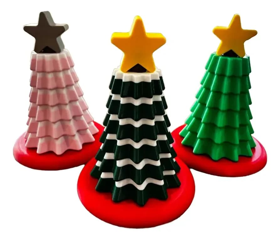 Enfeites De Natal Kit Com 3 Arvore Giratória De Montar - 3d