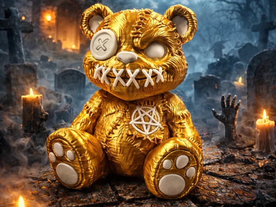 Estatueta Ursinho de Terror Costurado Impressão 3D