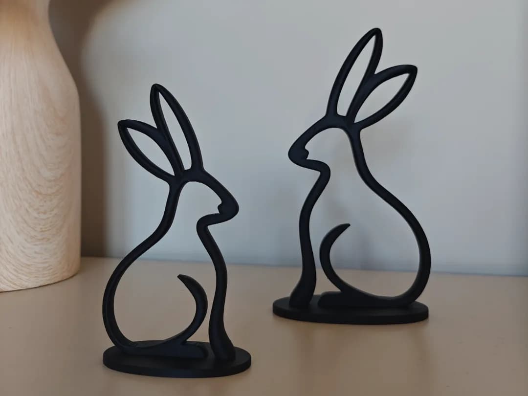 Escultura Coelho em Linha Minimalista Impressão 3D