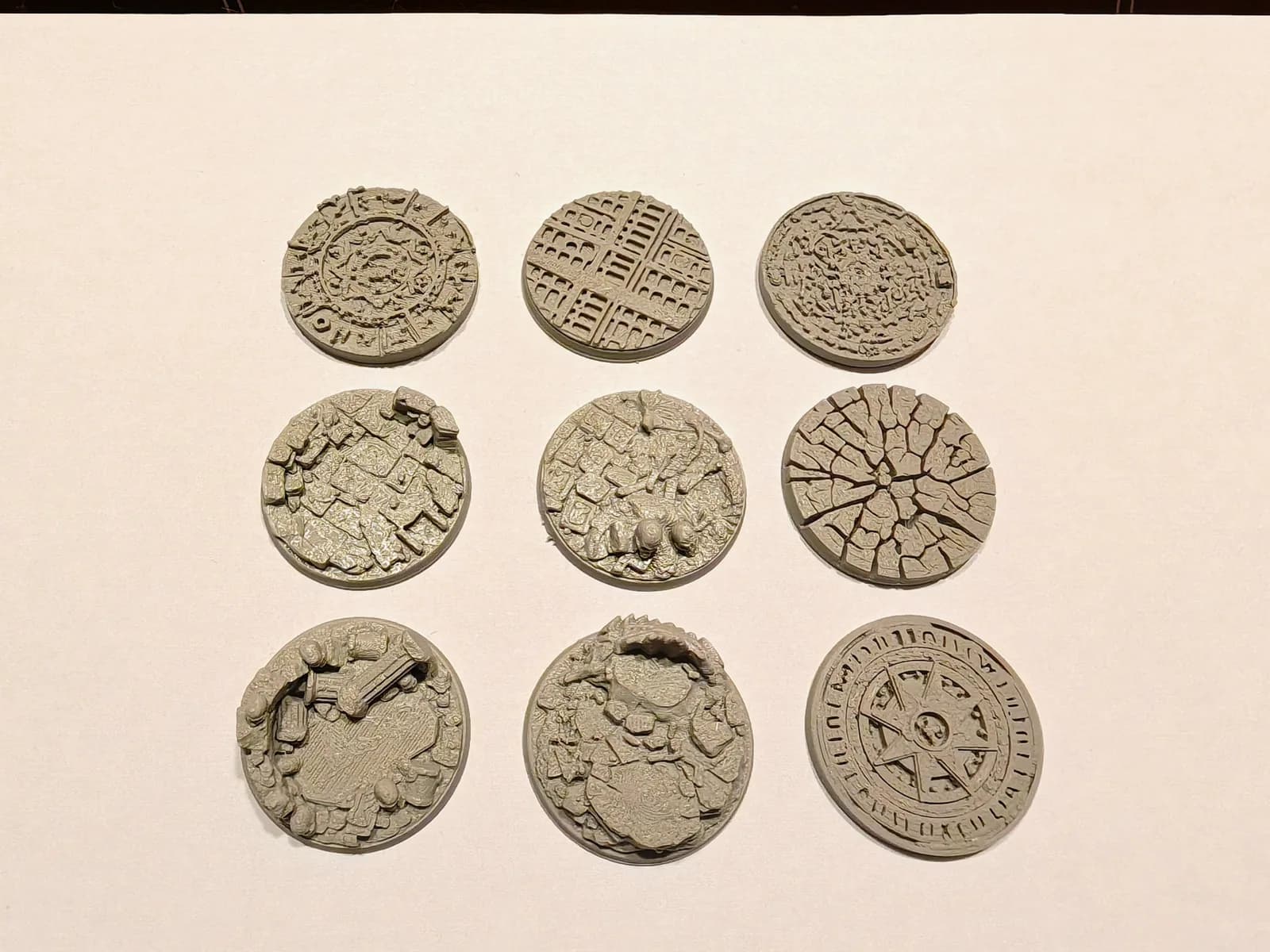 Kit 9 Bases Cenográficas para Miniaturas Impressão 3D