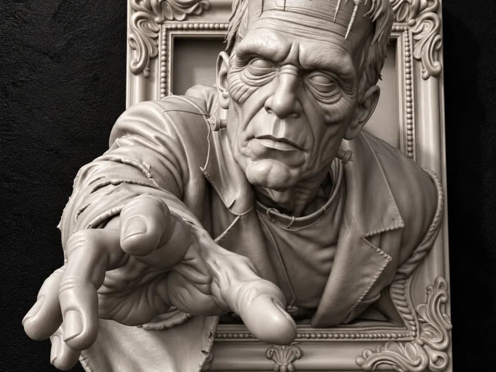 Quadro de Parede Frankenstein em Relevo Impressão 3D