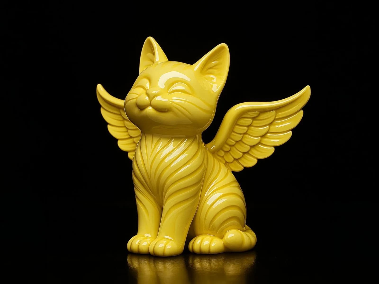 Estatueta Gatinho Anjo com Asas Impressão 3D