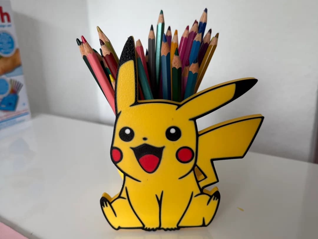 Porta Lápis Ratinho Elétrico Amarelo Impressão 3D